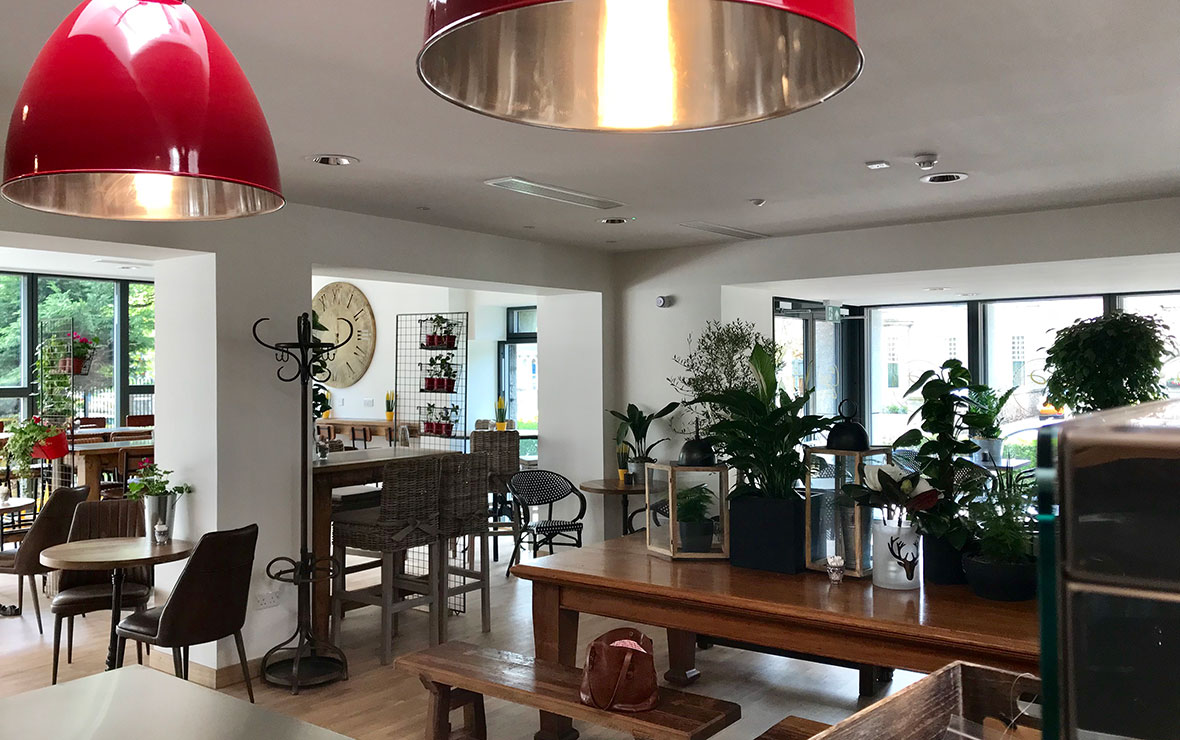 Hot coffee with chocolate cake